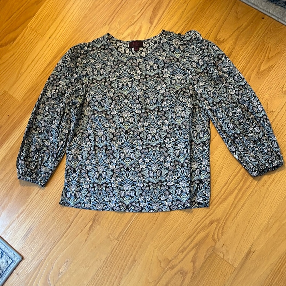 J.Crew Liberty Sambourne Ruffle Floral Puff sleeves Cotton Blouse size S